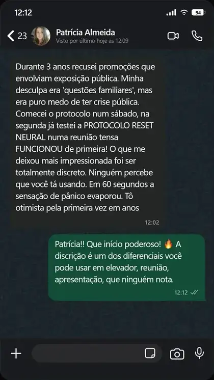 Depoimento de cliente via WhatsApp