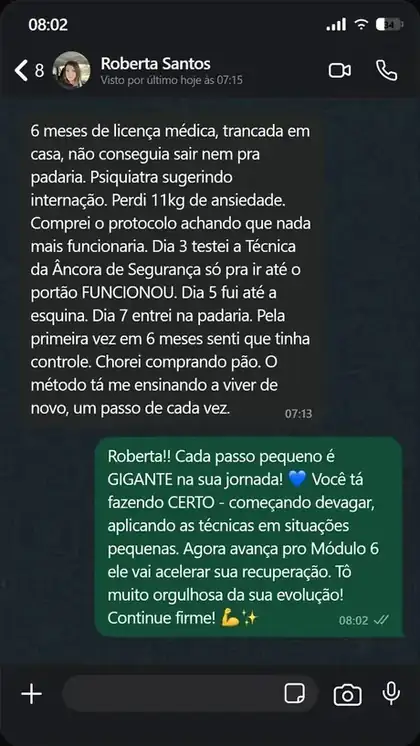 Depoimento de cliente via WhatsApp